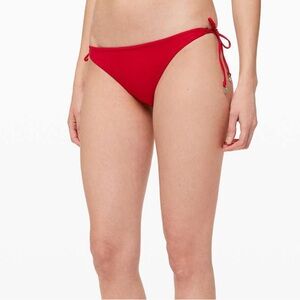 Rare lululemon Sun Soaker reversible cheeky string bikini bottom, Dark Red, 4-6